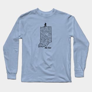 Get Lost Hiking Topographic Art Hike Indiana State Map Long Sleeve T-Shirt